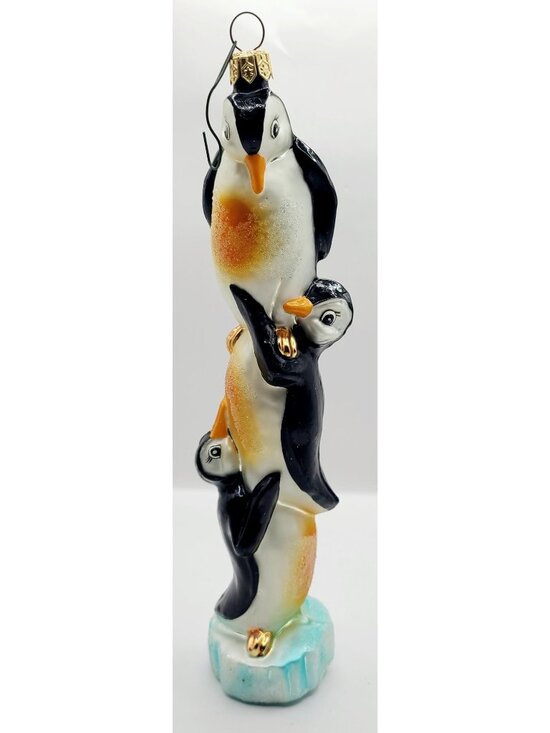 Christopher Radko Other - Radko ARTIC ANTIC Stacked Penguins Totem Glass Snow Christmas Ornament Large
